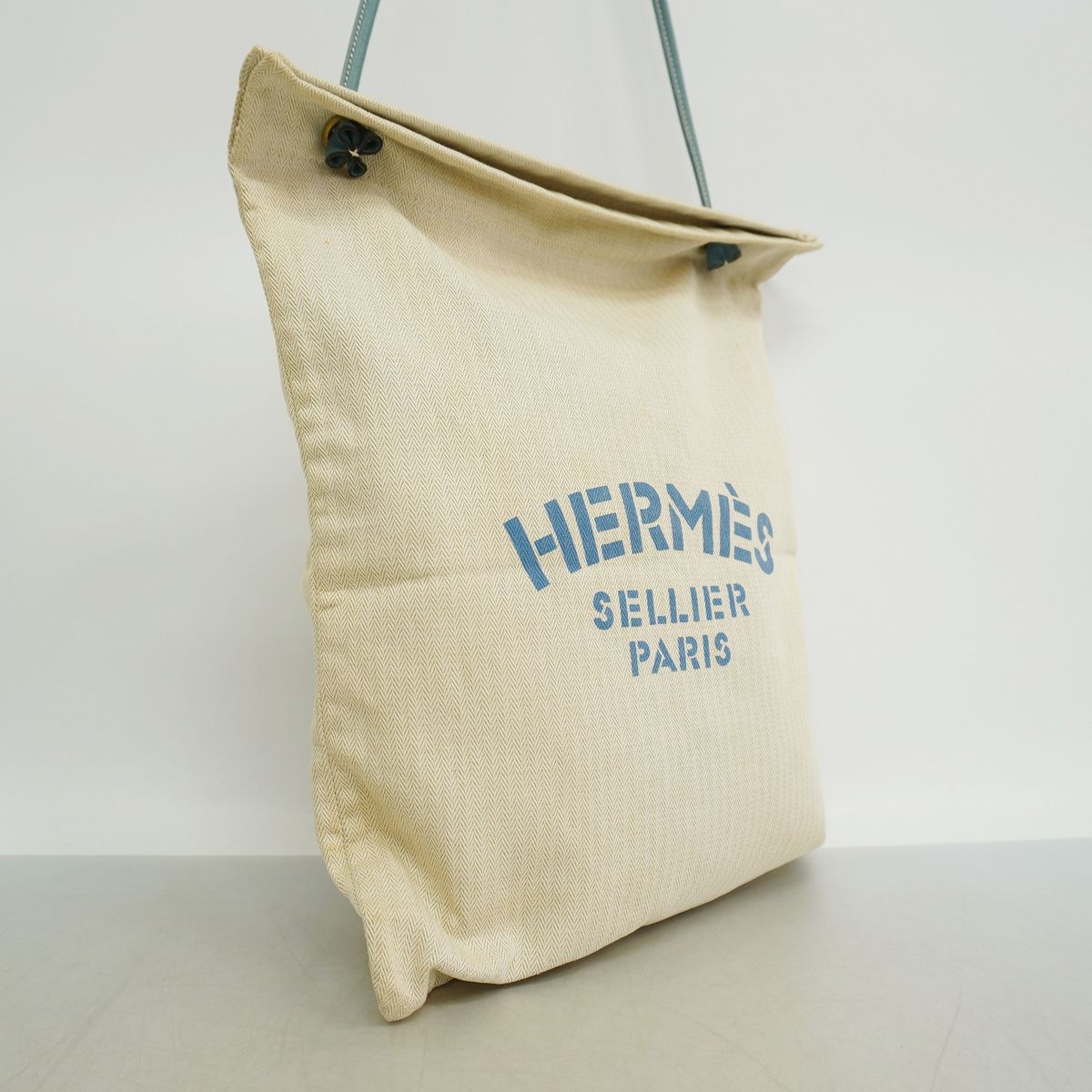 Hermes Shoulder Bag Aline Toile Chevron Blue Gold — view 2