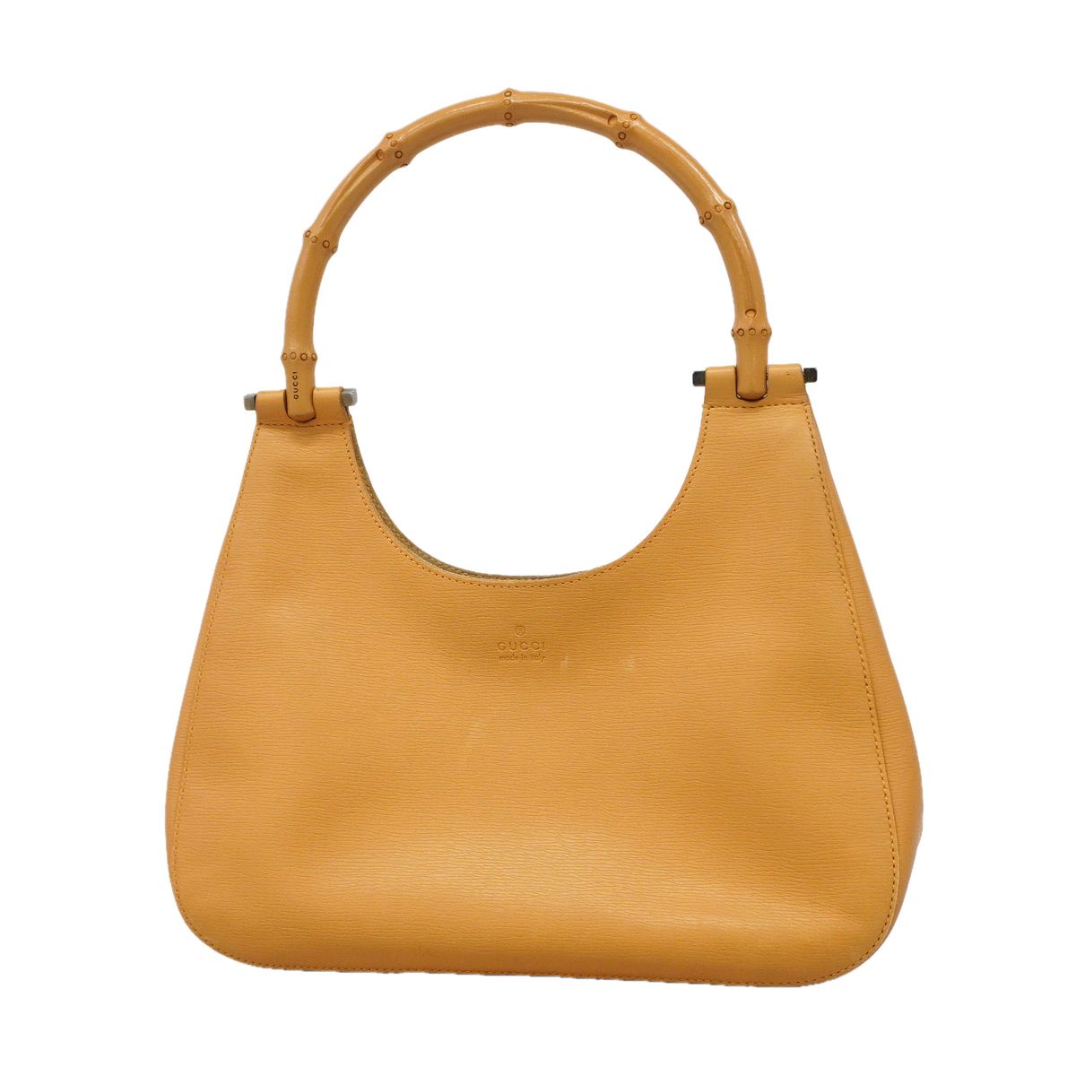 Gucci Handbag Bamboo Leather Light Brown Silver