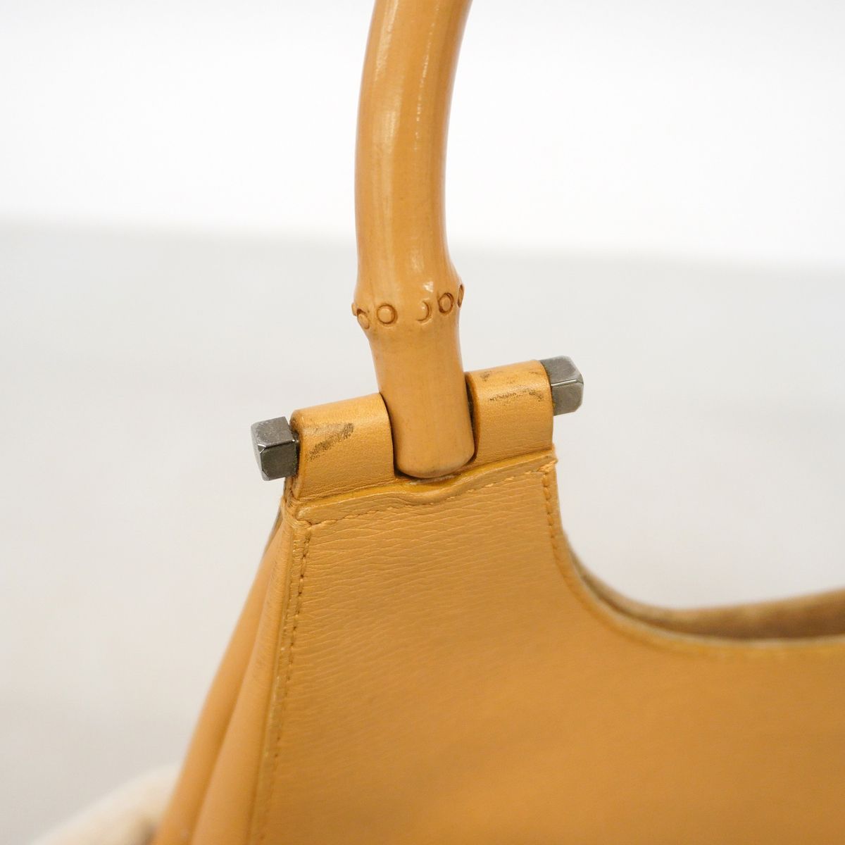 Gucci Handbag Bamboo Leather Light Brown Silver — view 8