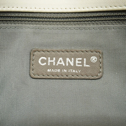 Chanel Shoulder Bag Quilted Calfskin White Brown Silver — view 5