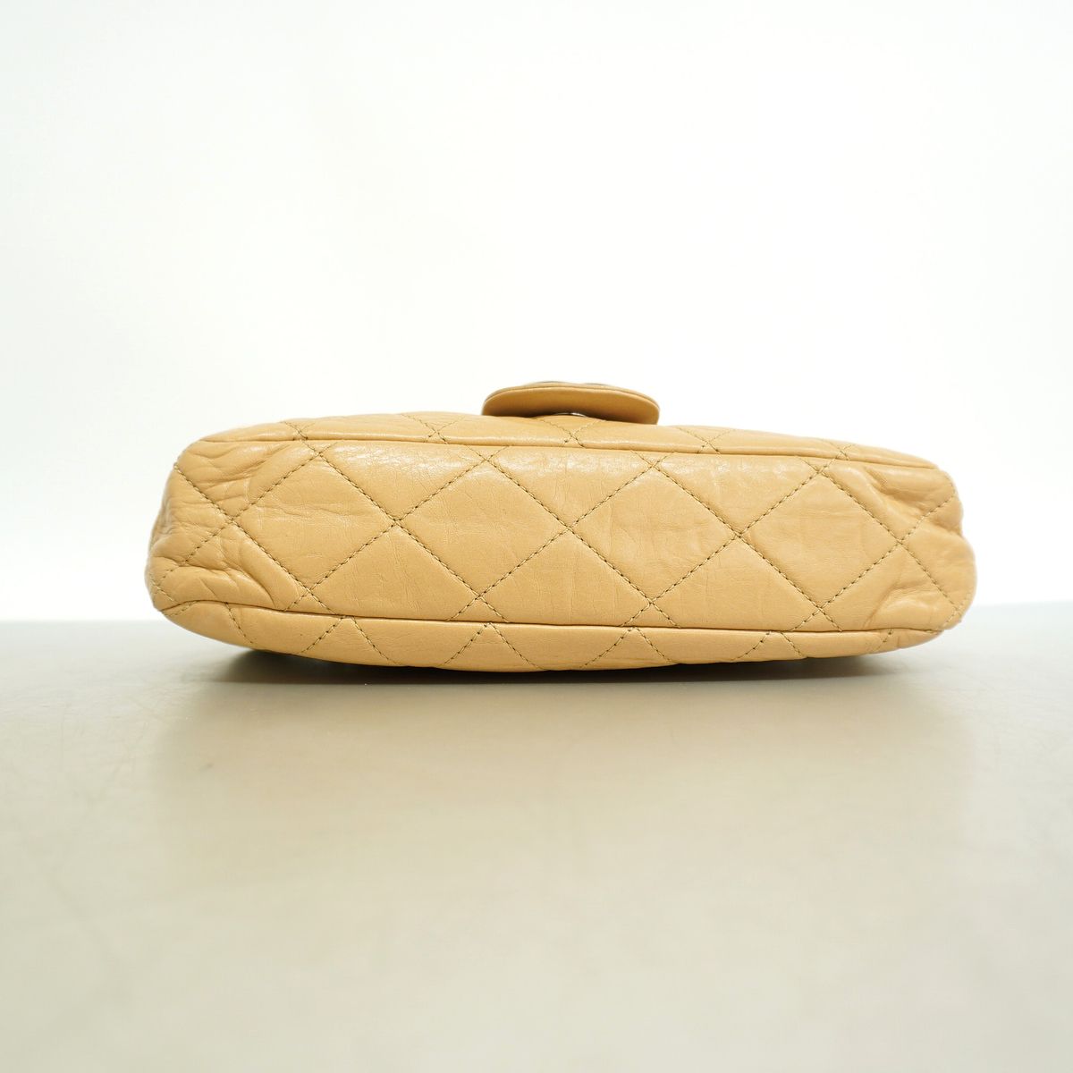 Chanel Shoulder Bag Quilted Calfskin White Brown Silver — view 3