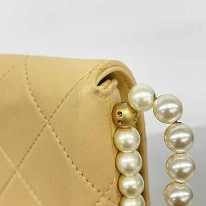 Chanel Shoulder Bag Quilted Lambskin Beige Gold — view 6