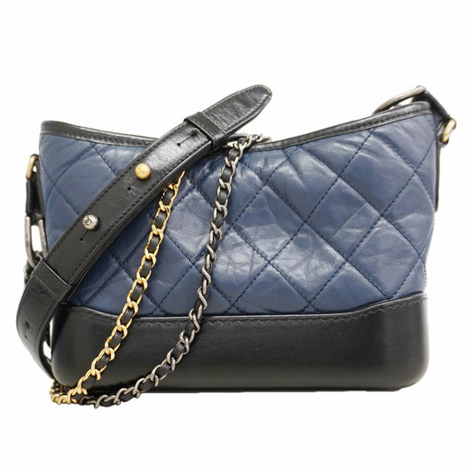 Chanel Shoulder Bag Gabrielle de Chanel Calfskin Navy Black Gold Silver
