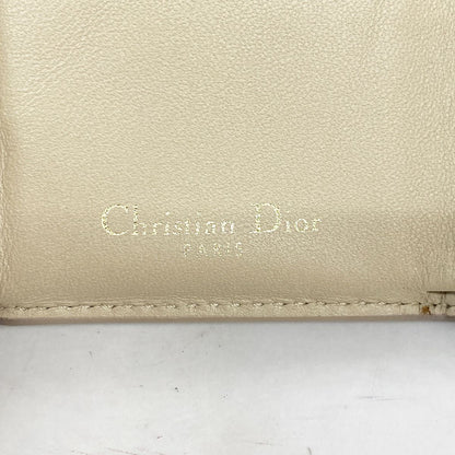 Dior Trifold Wallet Leather Beige Gold — view 4
