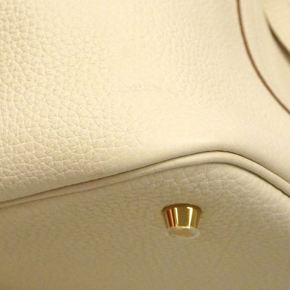 Hermes Handbag Picotin Lock MM Taurillon Clemence Craie Gold — view 6