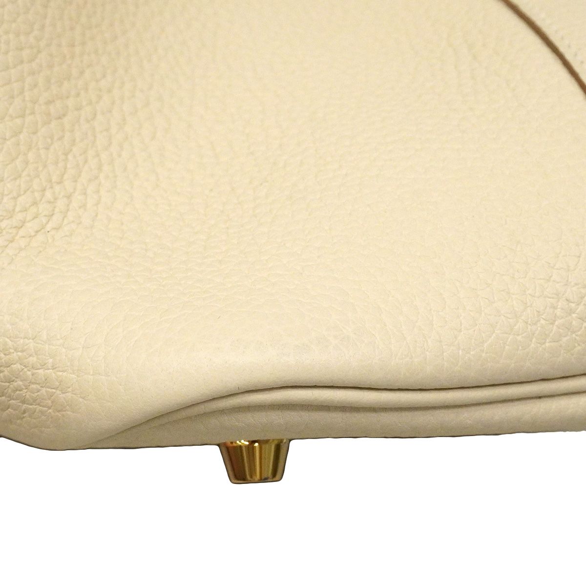 Hermes Handbag Picotin Lock MM Taurillon Clemence Craie Gold — view 7