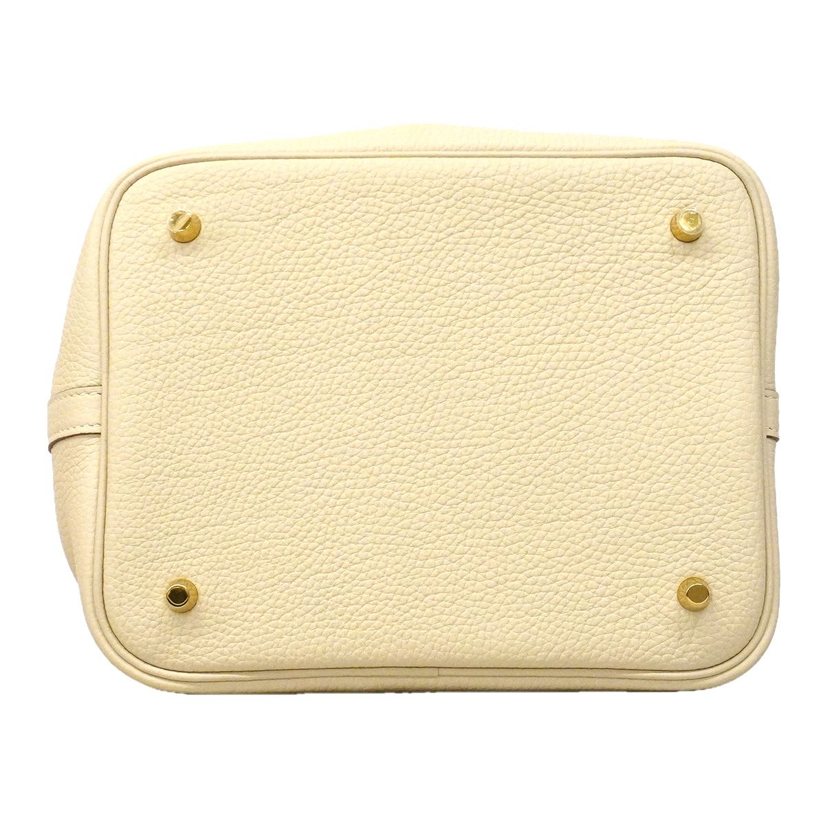 Hermes Handbag Picotin Lock MM Taurillon Clemence Craie Gold — view 3