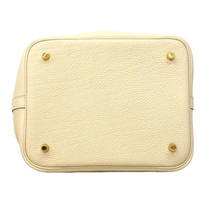 Hermes Handbag Picotin Lock MM Taurillon Clemence Craie Gold — view 3