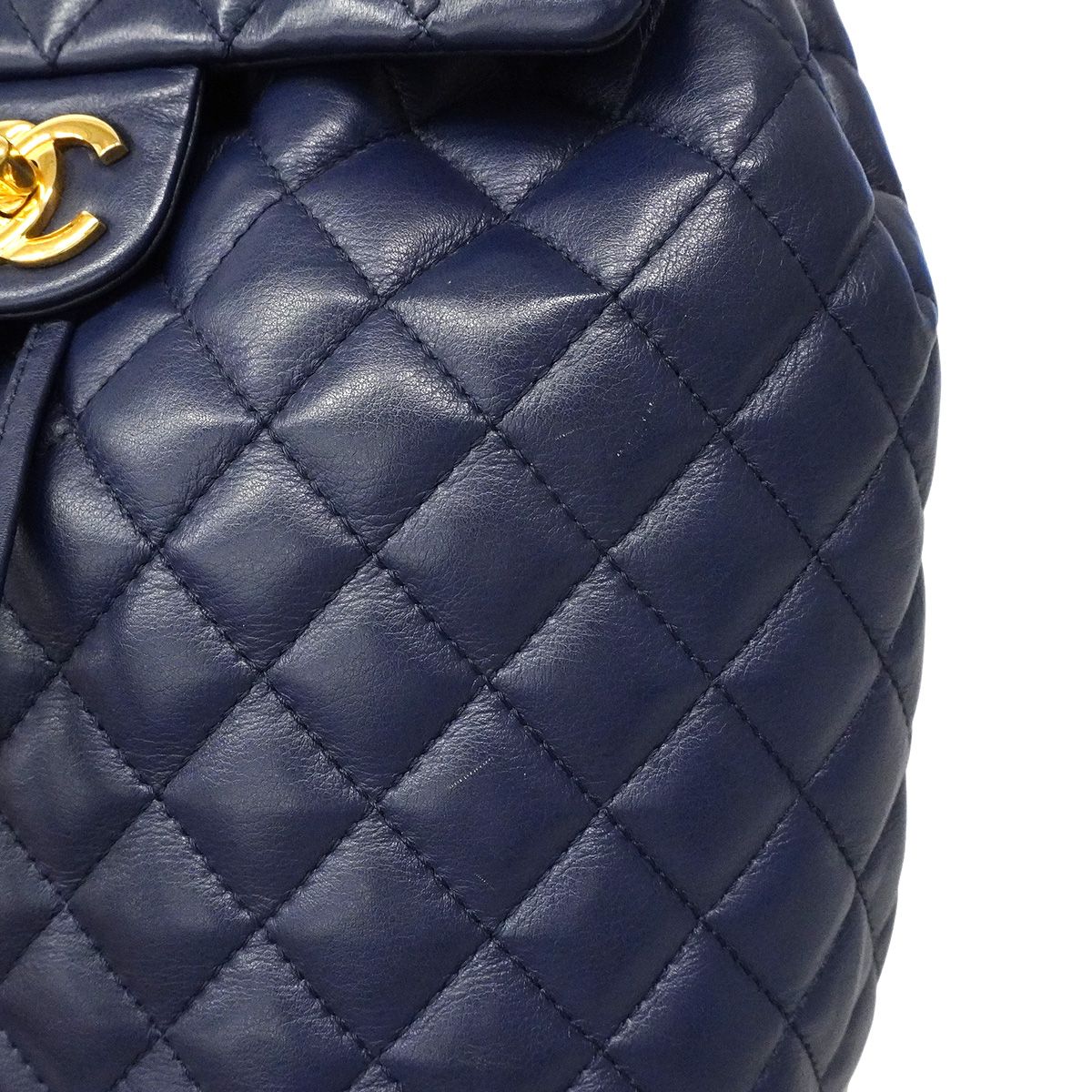 Chanel Backpack Quilted Lambskin Navy Gold — view 6