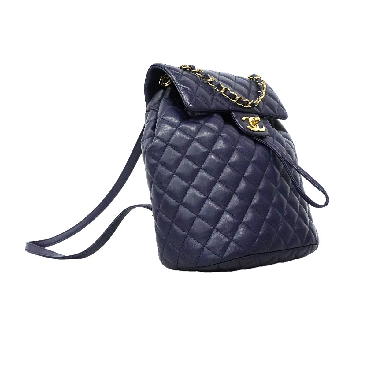 Chanel Backpack Quilted Lambskin Navy Gold — view 2