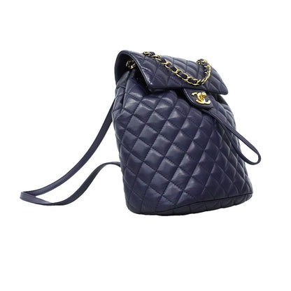 Chanel Backpack Quilted Lambskin Navy Gold — view 2