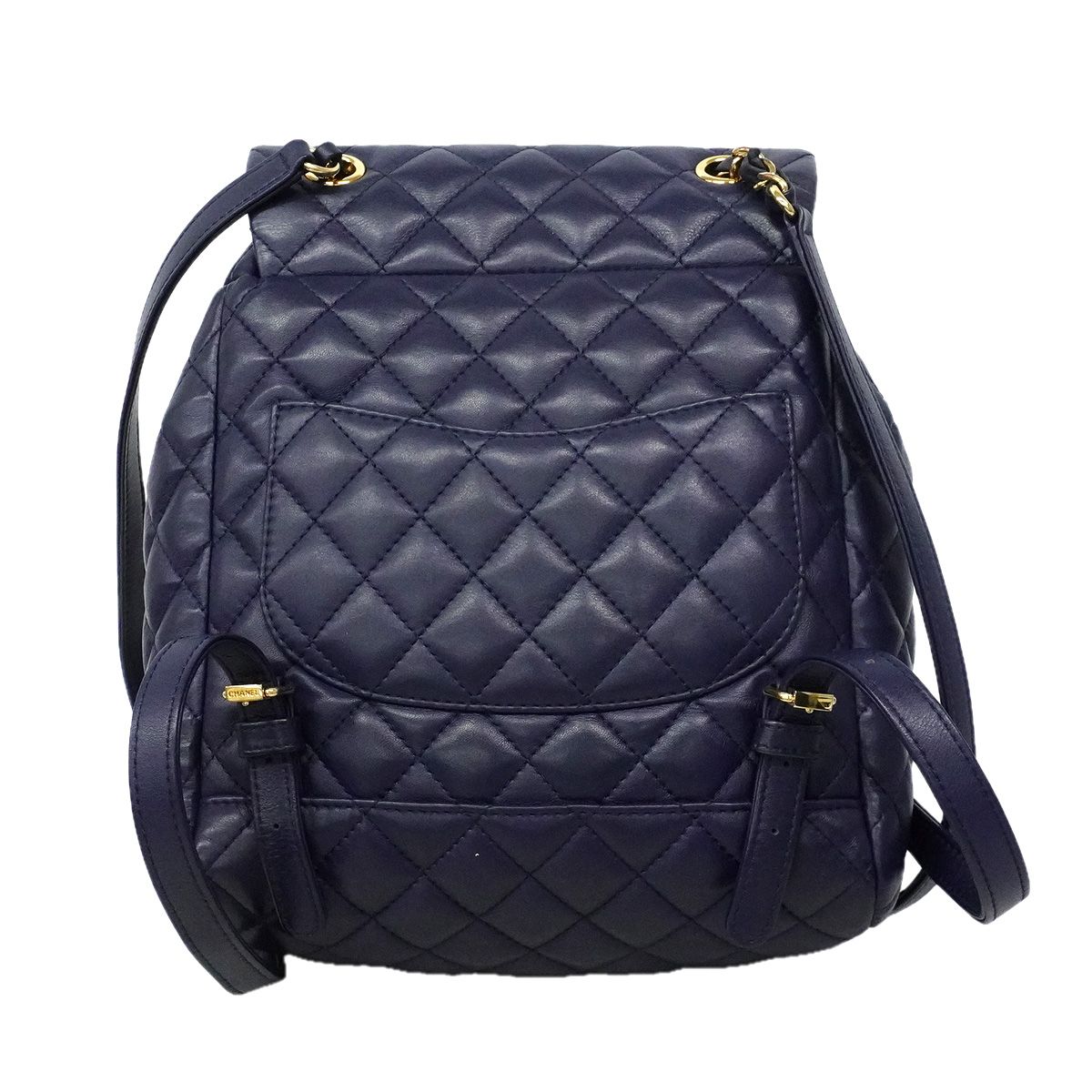 Chanel Backpack Quilted Lambskin Navy Gold — view 7