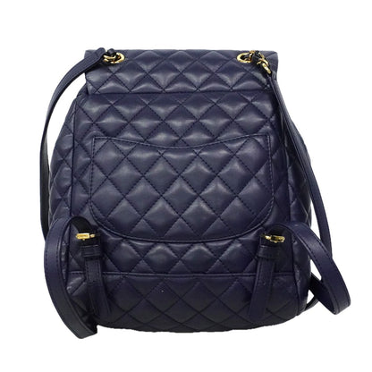 Chanel Backpack Quilted Lambskin Navy Gold — view 7