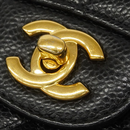 Chanel Shoulder Bag Quilted Caviar Leather Black Gold — view 8