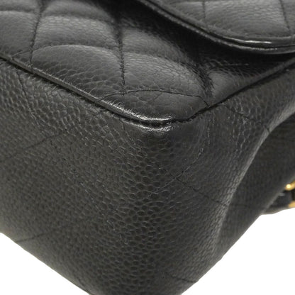 Chanel Shoulder Bag Quilted Caviar Leather Black Gold — view 6
