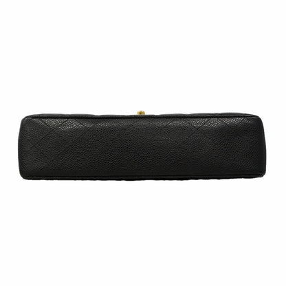 Chanel Shoulder Bag Quilted Caviar Leather Black Gold — view 3