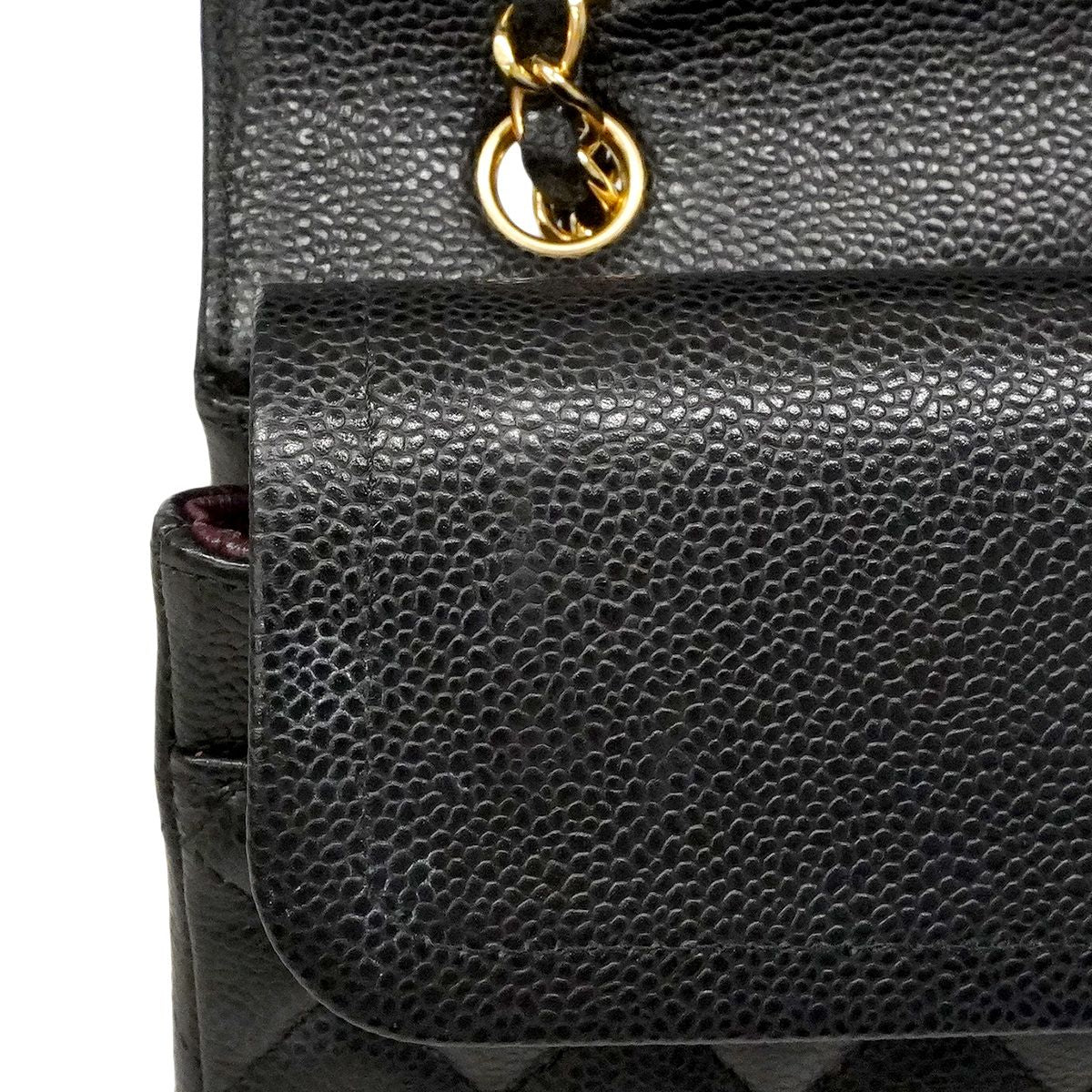 Chanel Shoulder Bag Quilted Caviar Leather Black Gold — view 7