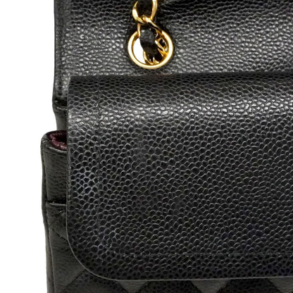 Chanel Shoulder Bag Quilted Caviar Leather Black Gold — view 7