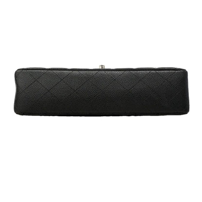 Chanel Shoulder Bag Quilted Caviar Leather Black Silver — view 3