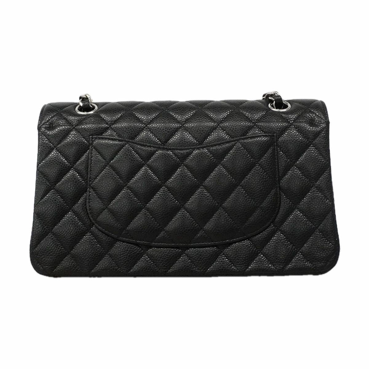 Chanel Shoulder Bag Quilted Caviar Leather Black Silver — view 7