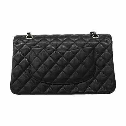 Chanel Shoulder Bag Quilted Caviar Leather Black Silver — view 7