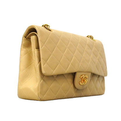 Chanel Shoulder Bag Quilted Lambskin Beige Gold — view 2