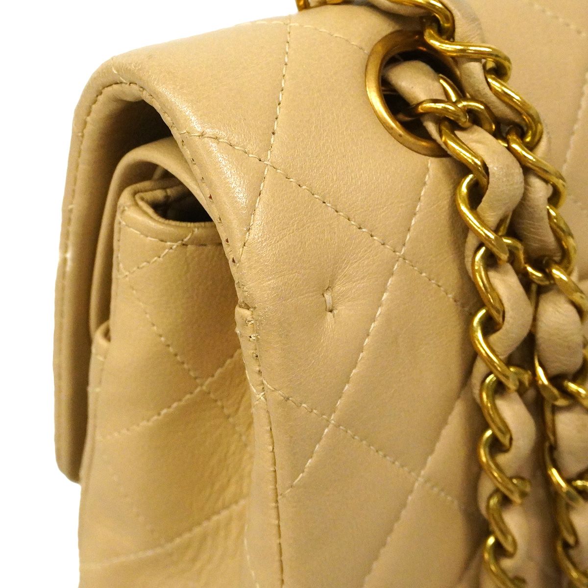 Chanel Shoulder Bag Quilted Lambskin Beige Gold — view 7
