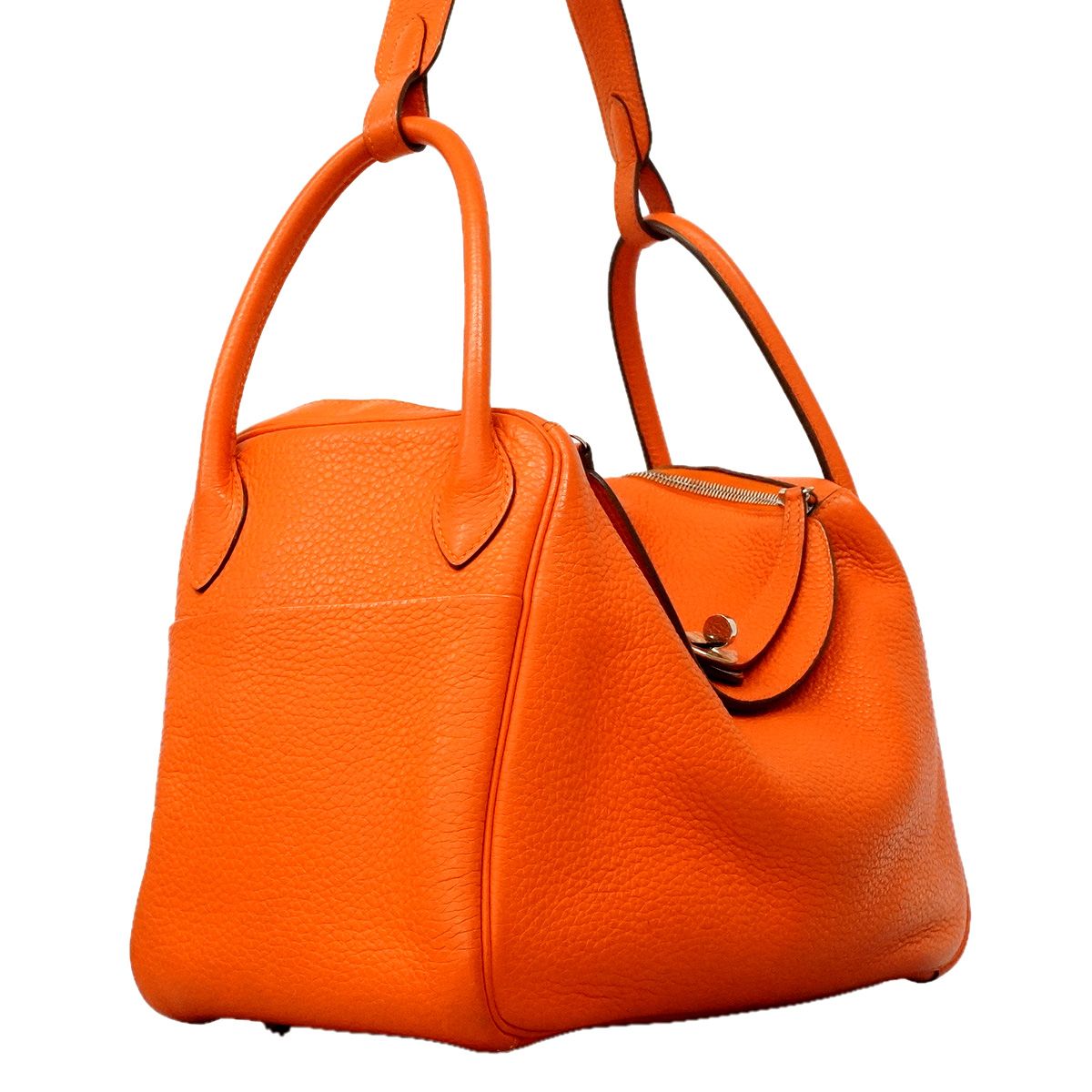 Hermes Handbag Lindy 30 Taurillon Clemence Orange Poppy Silver 2-Way Bag — view 2