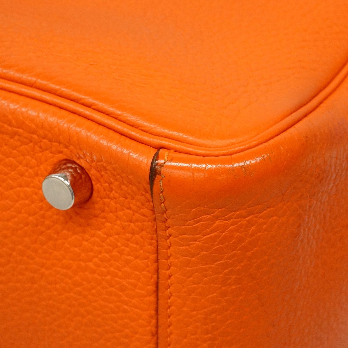 Hermes Handbag Lindy 30 Taurillon Clemence Orange Poppy Silver 2-Way Bag — view 7