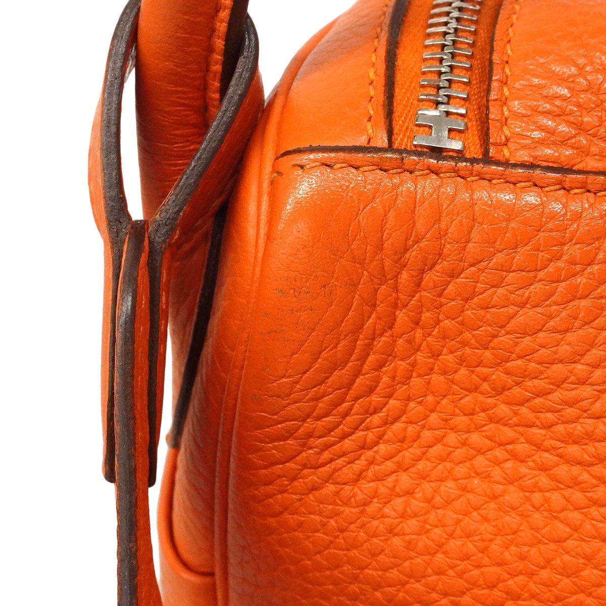 Hermes Handbag Lindy 30 Taurillon Clemence Orange Poppy Silver 2-Way Bag — view 8