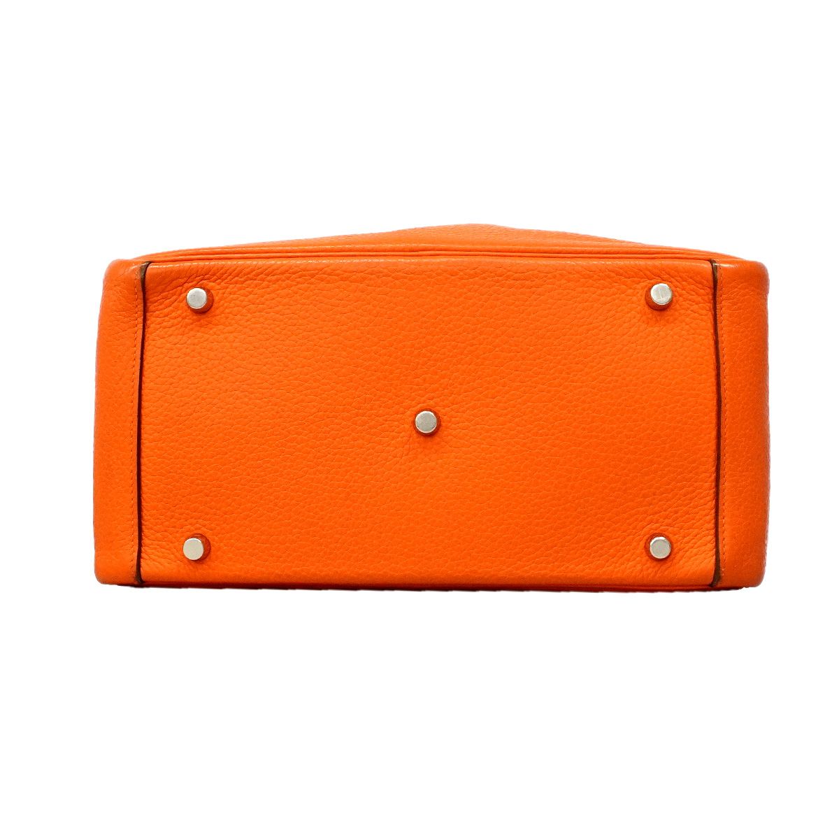 Hermes Handbag Lindy 30 Taurillon Clemence Orange Poppy Silver 2-Way Bag — view 3