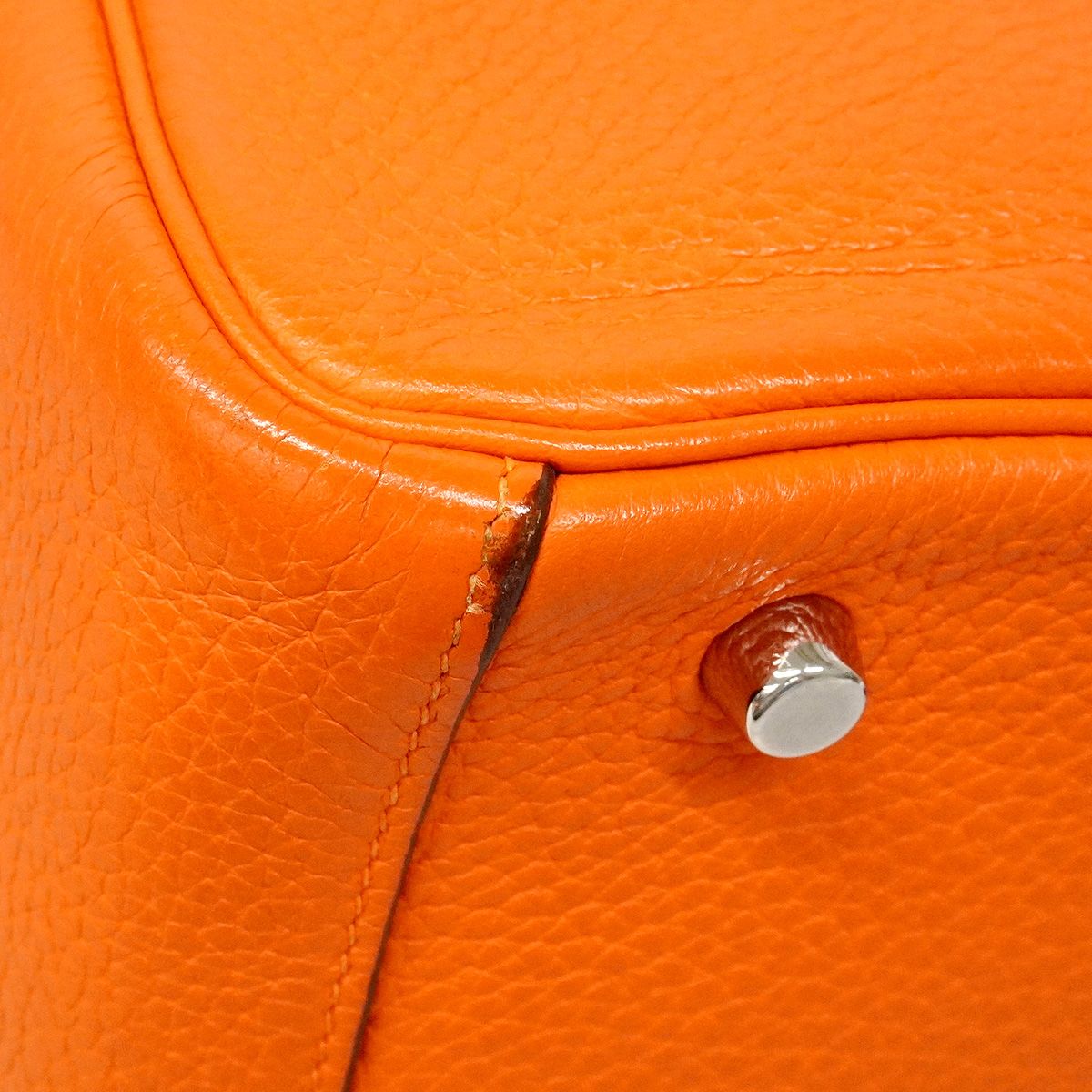 Hermes Handbag Lindy 30 Taurillon Clemence Orange Poppy Silver 2-Way Bag — view 6