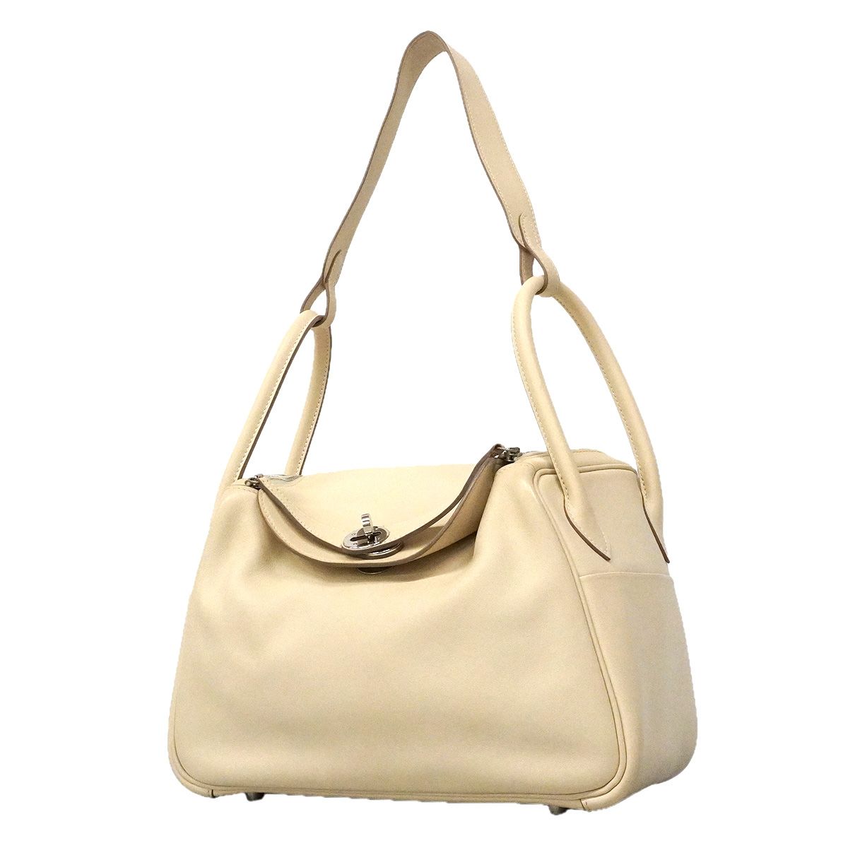 Hermes Handbag Lindy 26 Swift Craie Silver 2-Way Bag