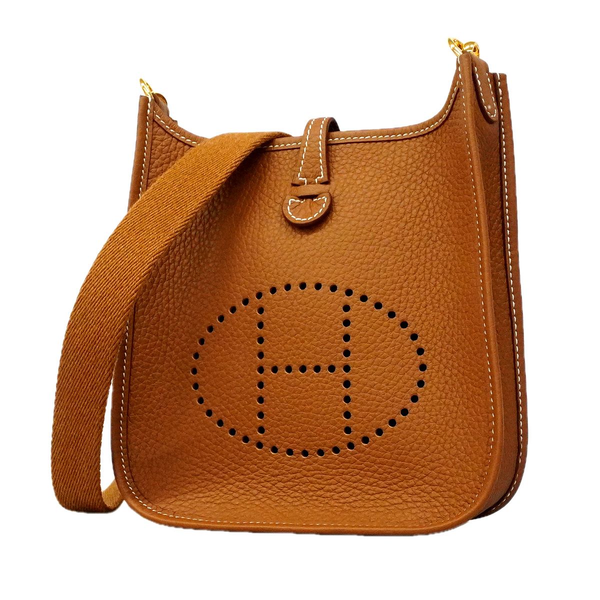 Hermes Shoulder Bag Evelyne TPM Taurillon Clemence Gold