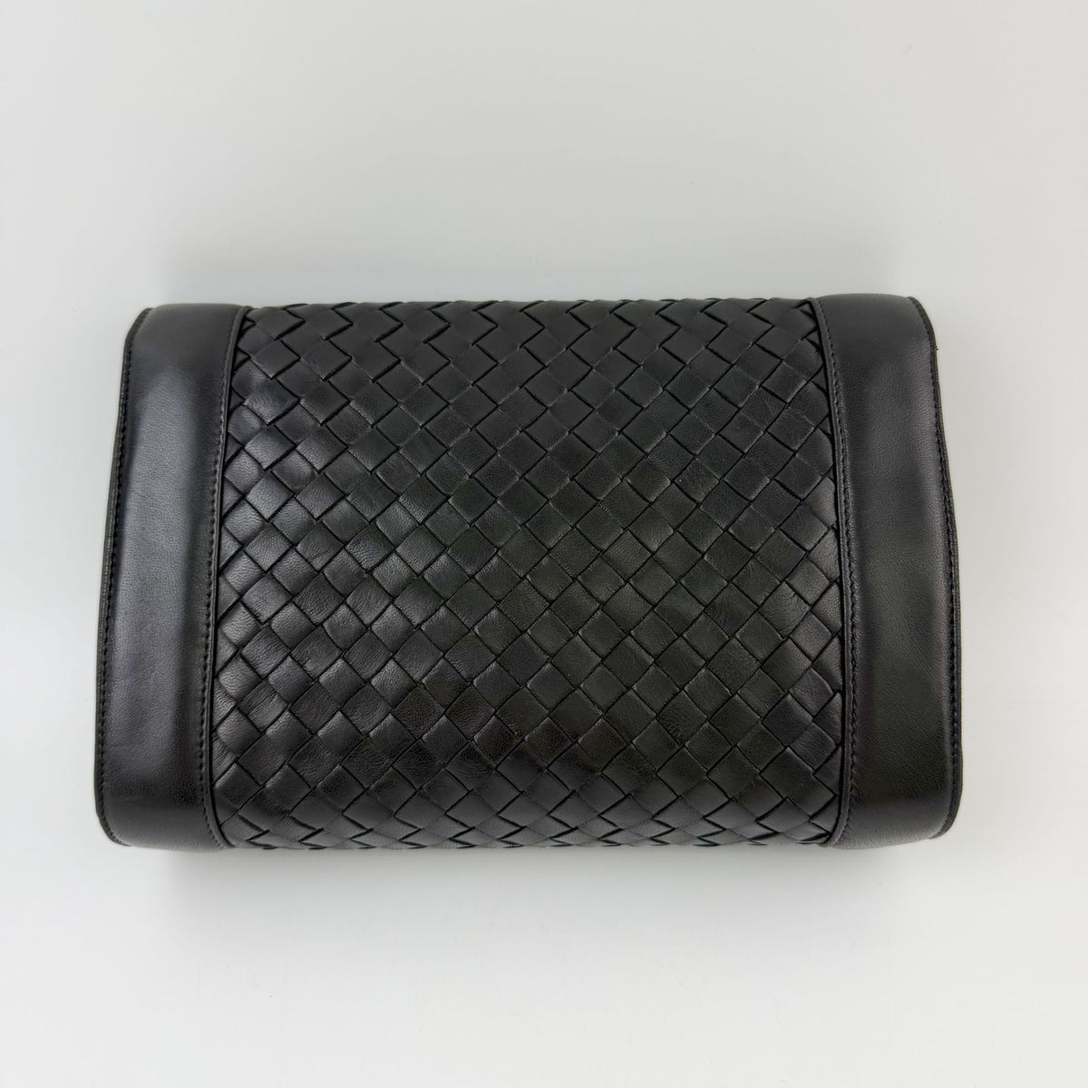 Bottega Veneta Intrecciato Knot Clutch Handbag Leather Black Gold Vintage — view 3