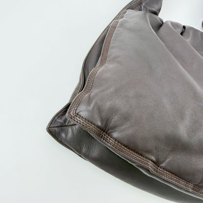 Loewe Anagram Knot Handle Shoulder Bag Leather Dark Brown Vintage — view 8