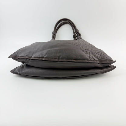 Loewe Anagram Knot Handle Shoulder Bag Leather Dark Brown Vintage — view 7