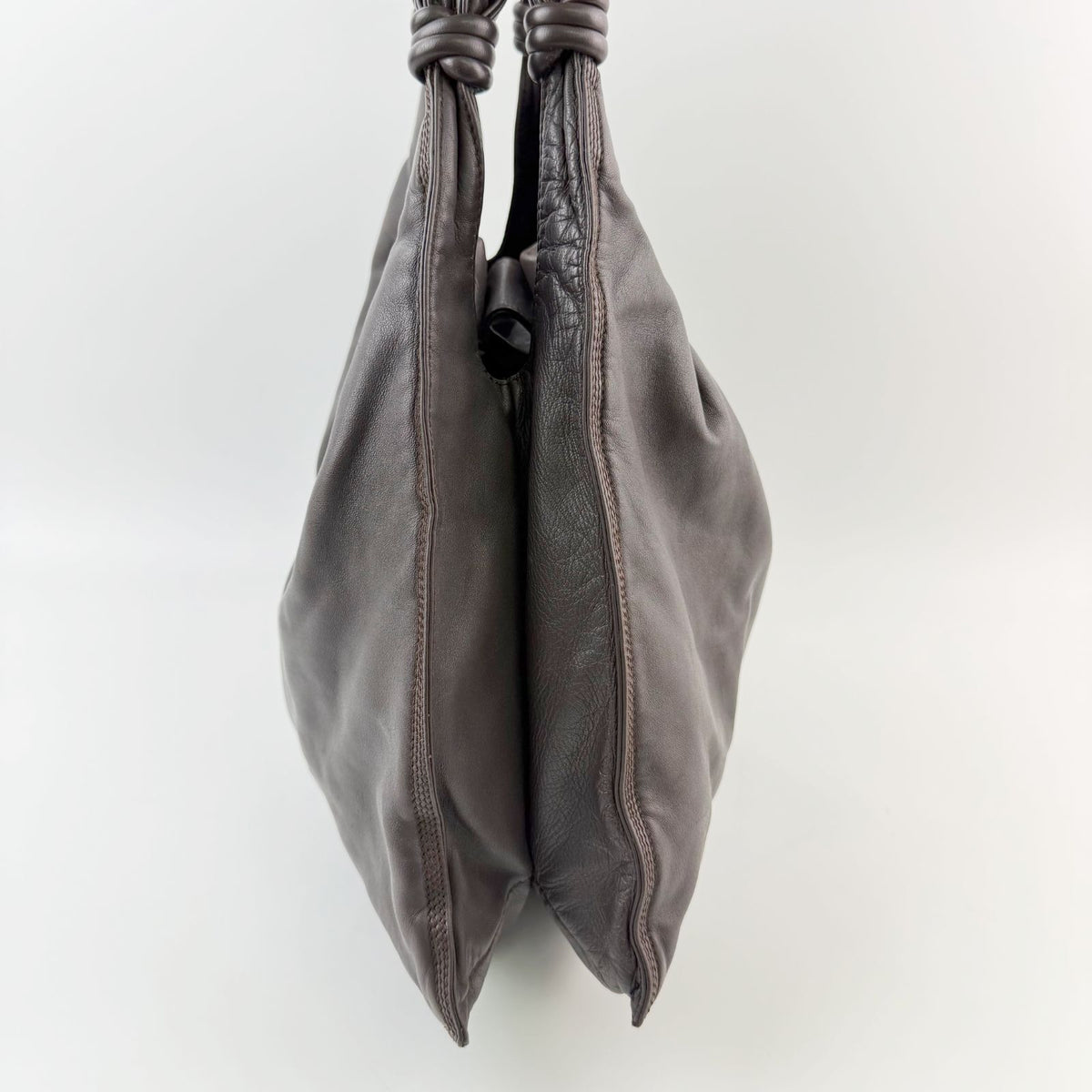 Loewe Anagram Knot Handle Shoulder Bag Leather Dark Brown Vintage — view 6