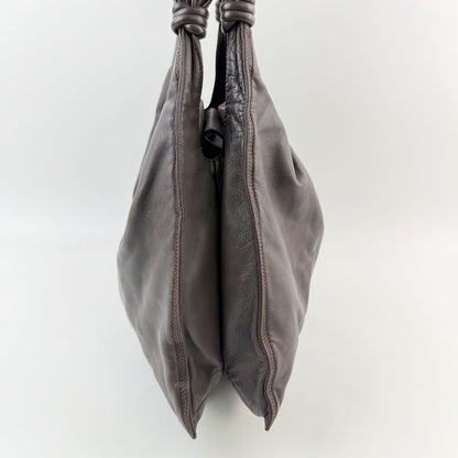Loewe Anagram Knot Handle Shoulder Bag Leather Dark Brown Vintage — view 6