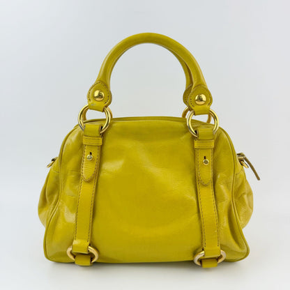 Miu Miu Vitterolux Gathered 2-Way Shoulder Bag Leather Yellow Gold Vintage — view 5