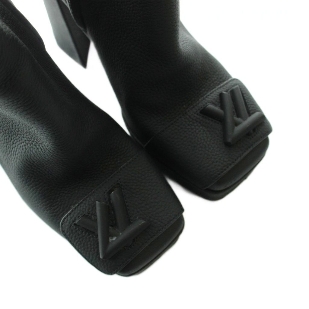 Louis Vuitton Shake Platform Ankle Boots Short Square Toe Leather Logo Side — view 4