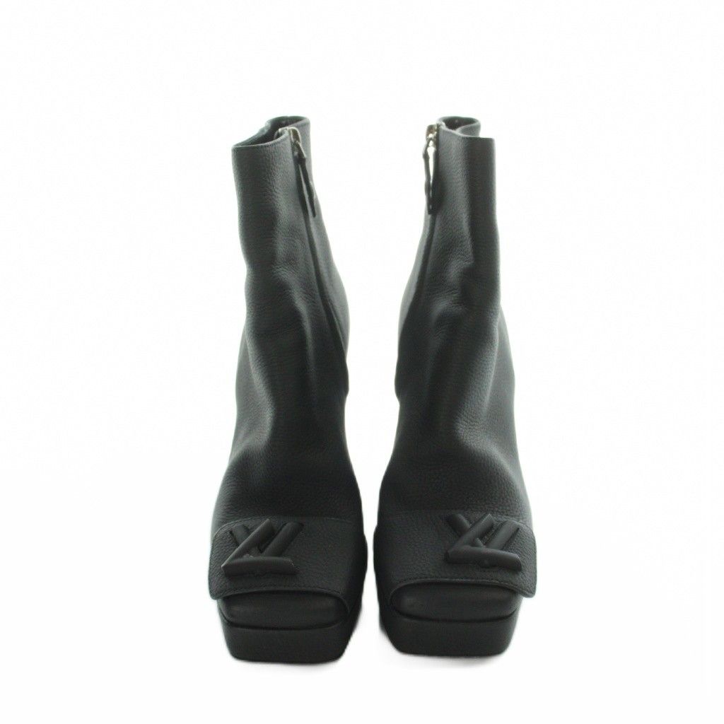 Louis Vuitton Shake Platform Ankle Boots Short Square Toe Leather Logo Side — view 2