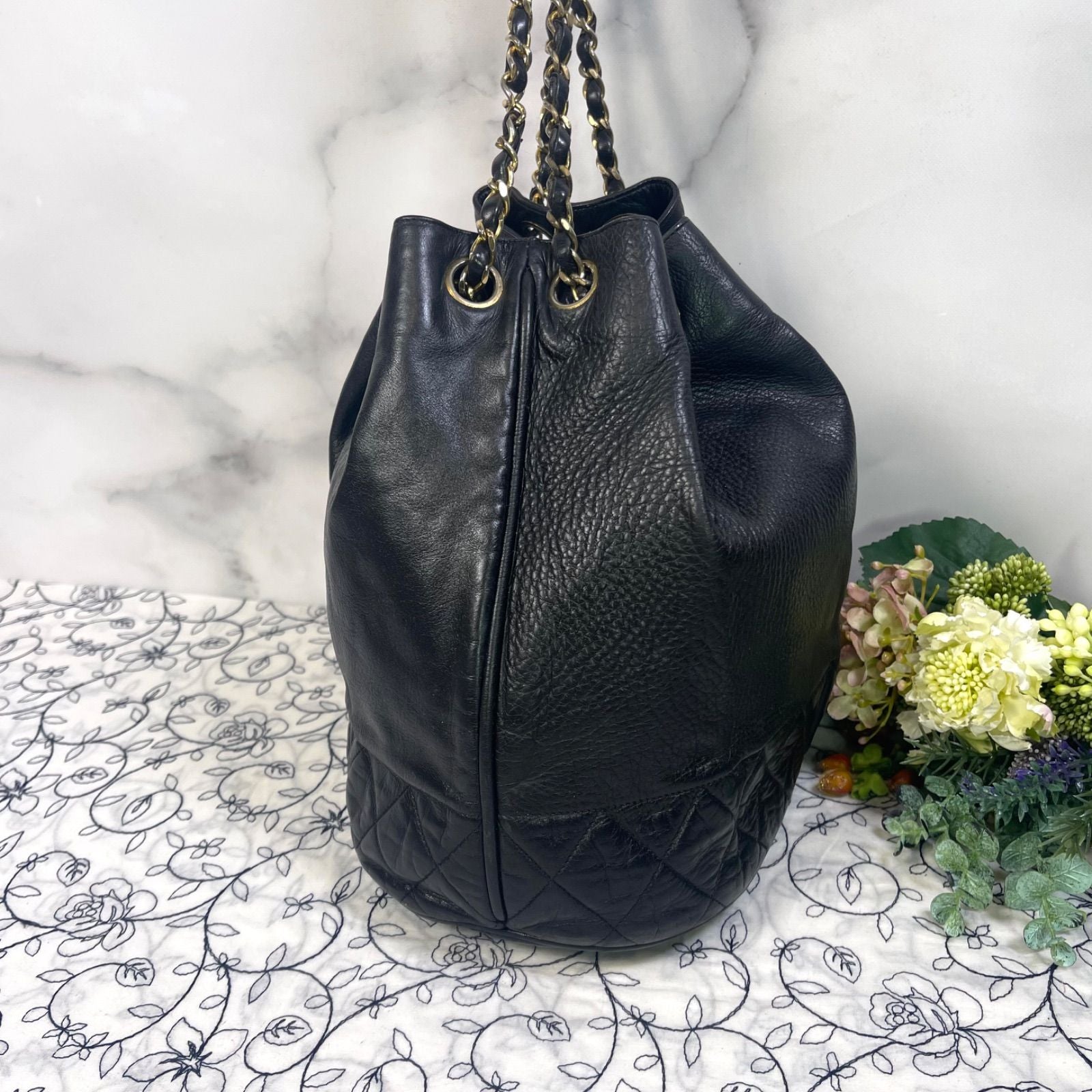Chanel Drawstring Quilted Chain Shoulder Bag Vintage — view 7