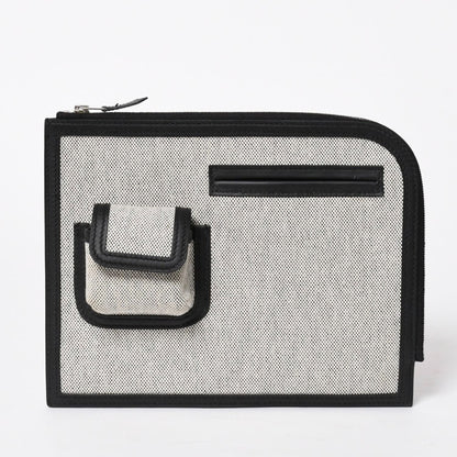 Hermes Cargo Pocket Zip Pouch Toile H Veau Black Ecru Silver — view 2