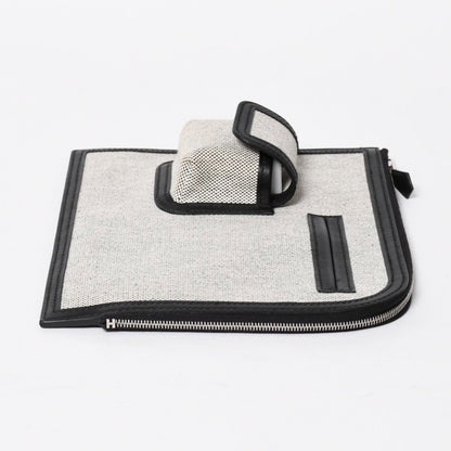 Hermes Cargo Pocket Zip Pouch Toile H Veau Black Ecru Silver — view 5