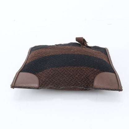 Prada Triangle Logo Leather Tweed Tote — view 6