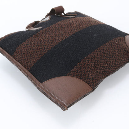 Prada Triangle Logo Leather Tweed Tote — view 5