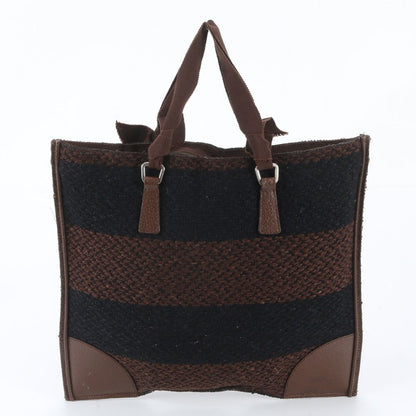 Prada Triangle Logo Leather Tweed Tote — view 3