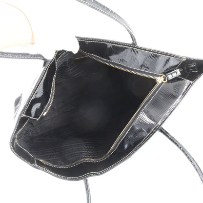 Prada Triangle Logo Leather Tote Shoulder Hand Black — view 7