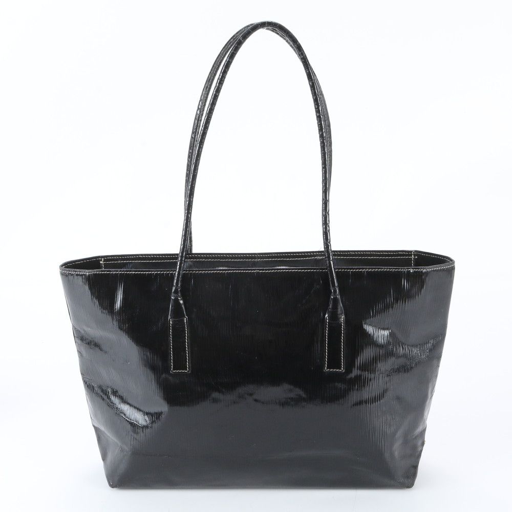 Prada Triangle Logo Leather Tote Shoulder Hand Black — view 3